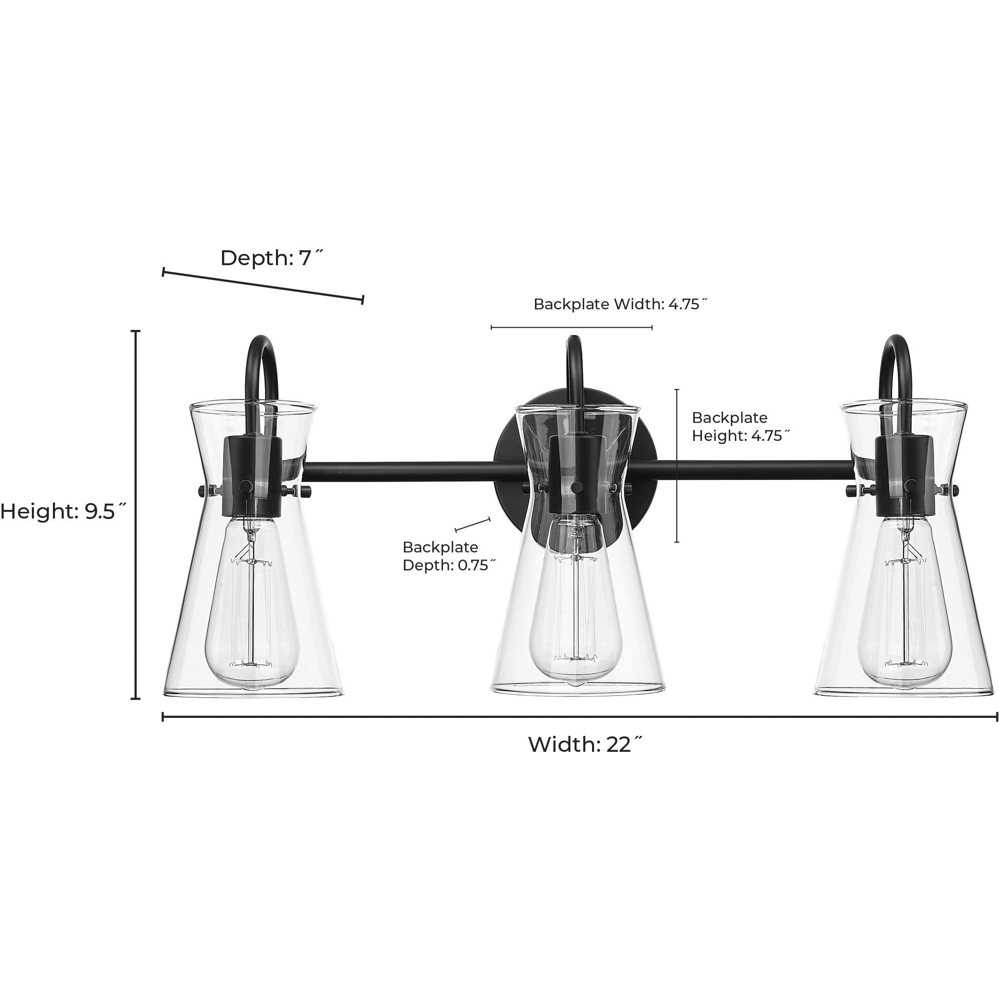 Camellia 3 Light 22 inch Polished Nickel Bathroom Vanity Light Wall Light